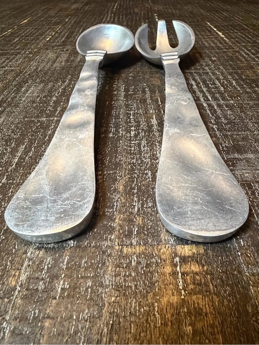 MCM Vintage Indian Metal Salad Servers – Spoon & Fork Serving Set